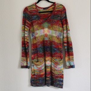 ULTRAFLIRT Vintage Rainbow Sweater Tunic Dress XL